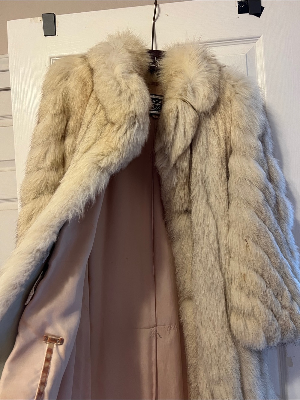 Saga Furs Long Cream Fur Coat - Picture 3 of 7